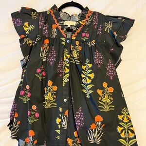 Entro Black Blouse with Vibrant Floral Design